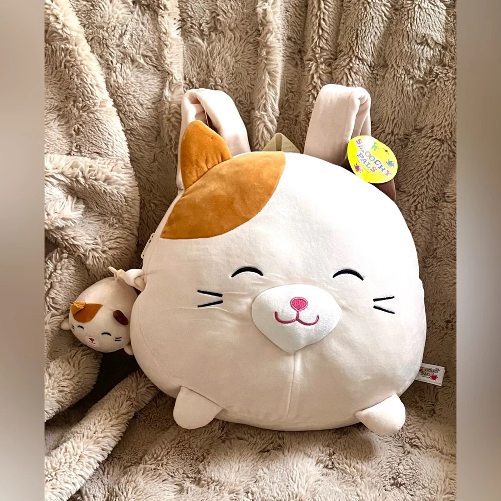 SMOOCHY PALS Cat Plush Backpack with Keychain